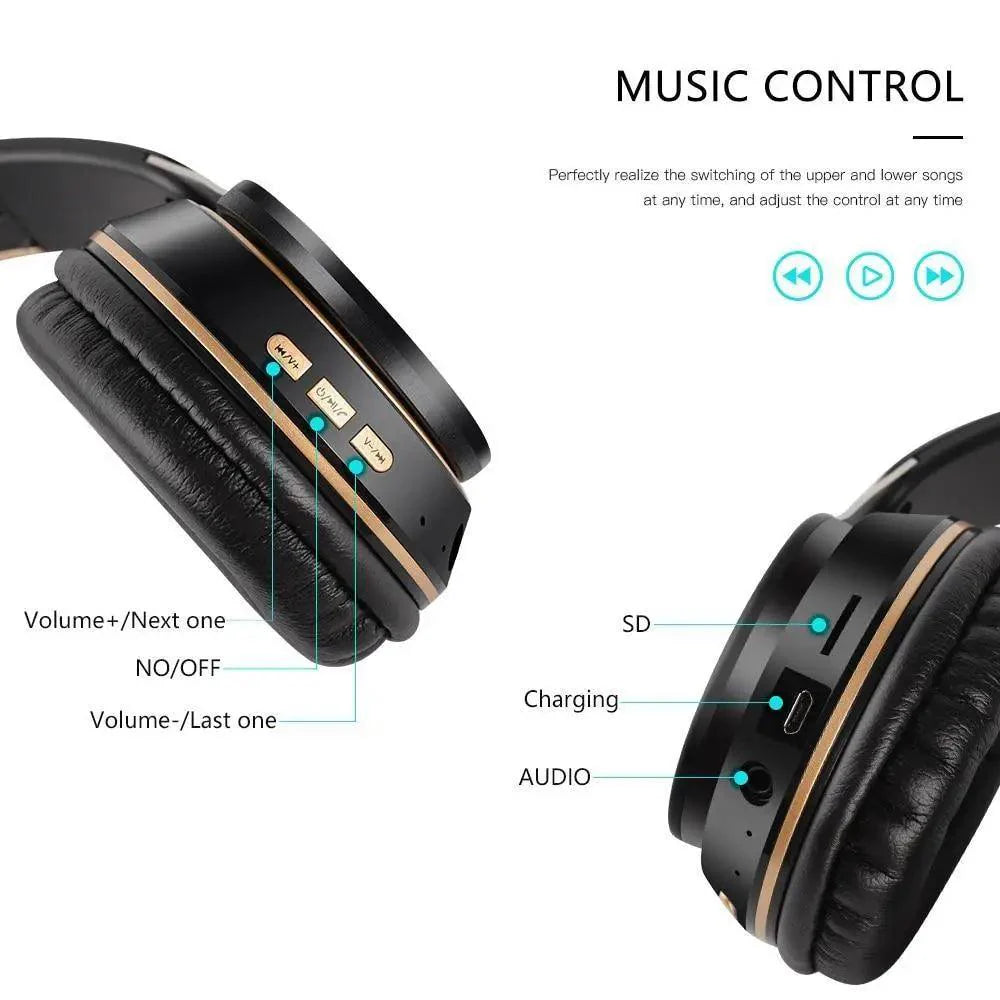Wireless Bluetooth Foldable Gaming Headphones With Mic Lightweight Stereo