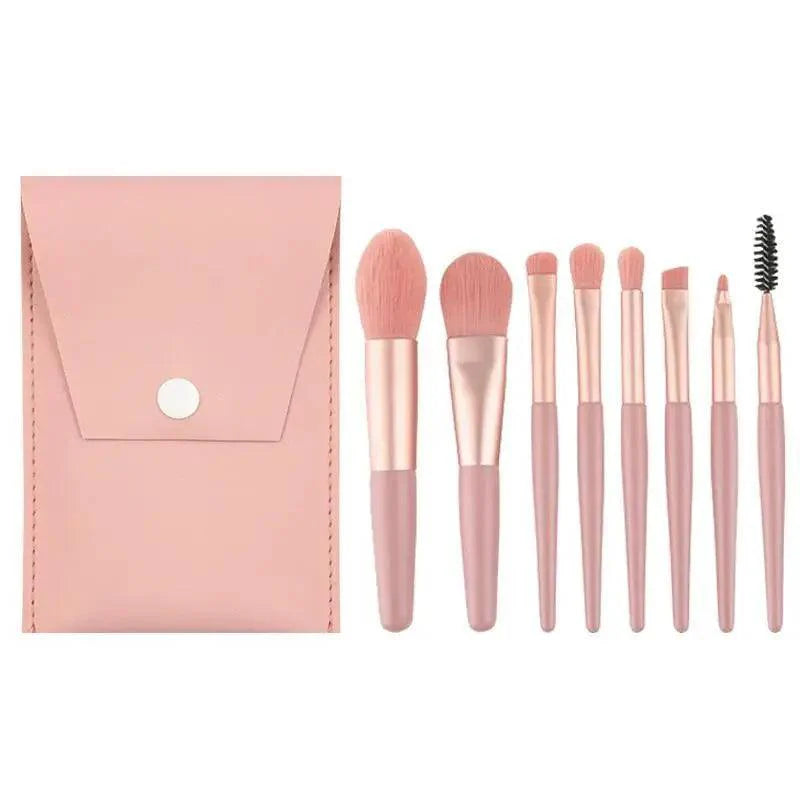 Luxury 8 Piece Mini Travel Makeup Brush Set Portable