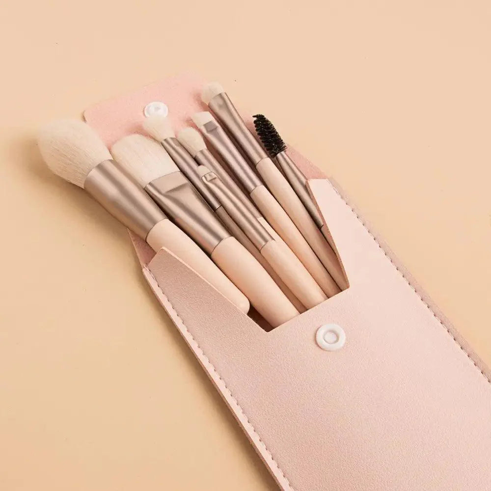 Luxury 8 Piece Mini Travel Makeup Brush Set Portable