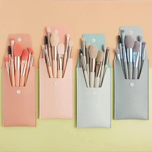 Luxury 8 Piece Mini Travel Makeup Brush Set Portable