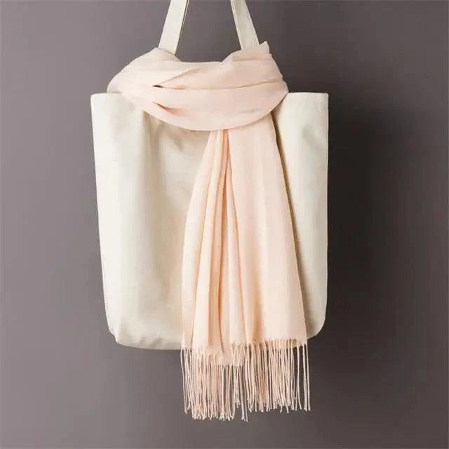 Winter Women Scarf Solid Color Wool Tassel Warm Wrap