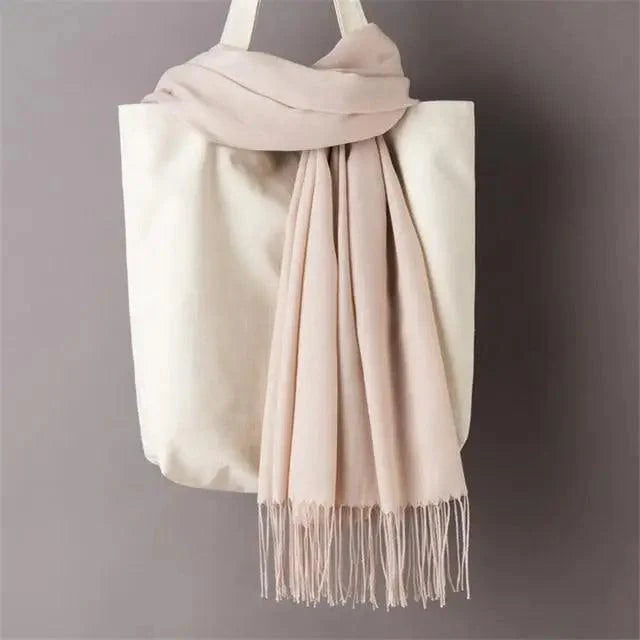 Winter Women Scarf Solid Color Wool Tassel Warm Wrap