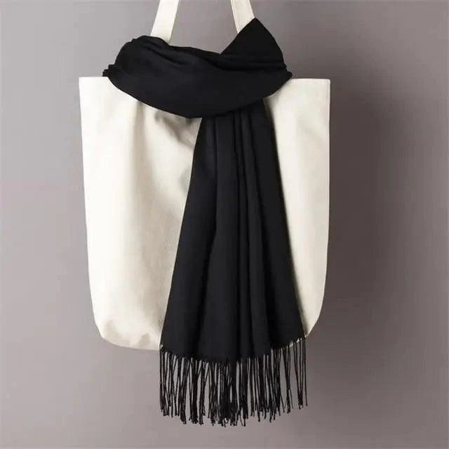 Winter Women Scarf Solid Color Wool Tassel Warm Wrap