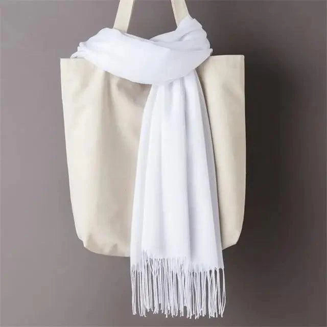 Winter Women Scarf Solid Color Wool Tassel Warm Wrap