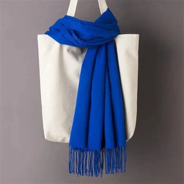 Winter Women Scarf Solid Color Wool Tassel Warm Wrap