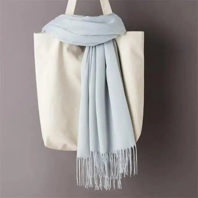 Winter Women Scarf Solid Color Wool Tassel Warm Wrap