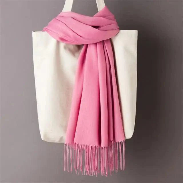 Winter Women Scarf Solid Color Wool Tassel Warm Wrap