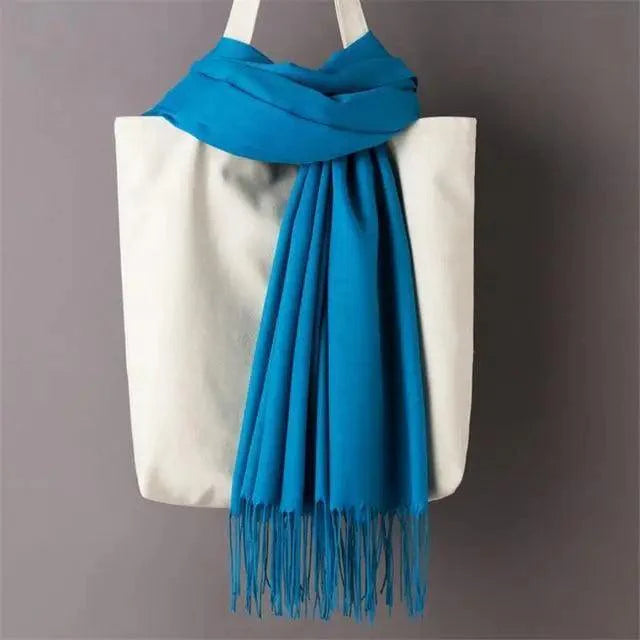 Winter Women Scarf Solid Color Wool Tassel Warm Wrap