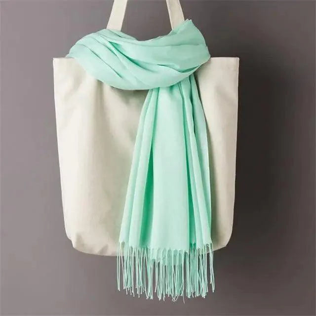 Winter Women Scarf Solid Color Wool Tassel Warm Wrap